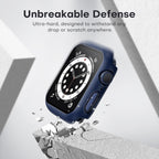 2 Pack Hard Case for Apple Watch Se/Se2/Se3/Series 6/5/4 40Mm, with PC Tempered Glass Screen Protector, Scristant Resistant, Overall Protection Slim Cover for Iwatch S6/S5/S4 40Mm, Blue