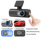 UHD 4K Wifi Dash Cam Dual Lens Driving Recorder Car DVR Optional 1080P Rear Lens Camera GPS 24H Parking Monitoring Black Box