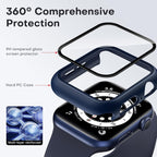 2 Pack Hard Case for Apple Watch Se/Se2/Se3/Series 6/5/4 40Mm, with PC Tempered Glass Screen Protector, Scristant Resistant, Overall Protection Slim Cover for Iwatch S6/S5/S4 40Mm, Blue
